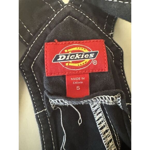 Dickies Black Overall Mini Dress Bib Overall Button Down Y2K Grunge Retro Sz S - Picture 5 of 5